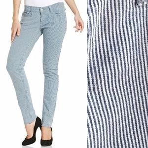 women's railroad stripe jeans